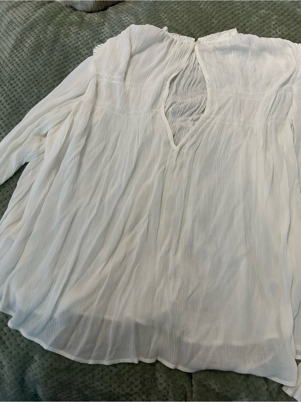 Free People Ivory Gauze Ruffled Peasant Blouse - Picture 3 of 4